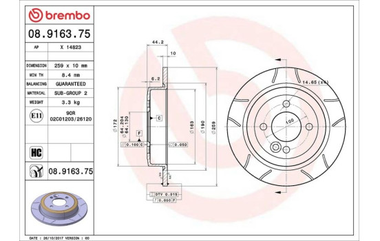 Disque de frein BREMBO MAX LINE 08.9163.75, Image 3