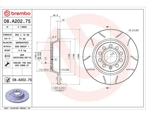 Disque de frein BREMBO MAX LINE 08.A202.75