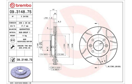 Disque de frein BREMBO MAX LINE 09.3148.75, Image 4