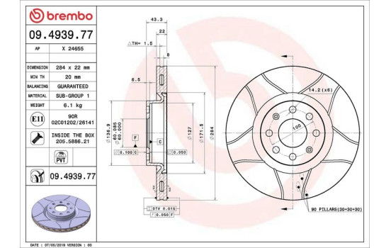 Disque de frein BREMBO MAX LINE 09.4939.77, Image 2