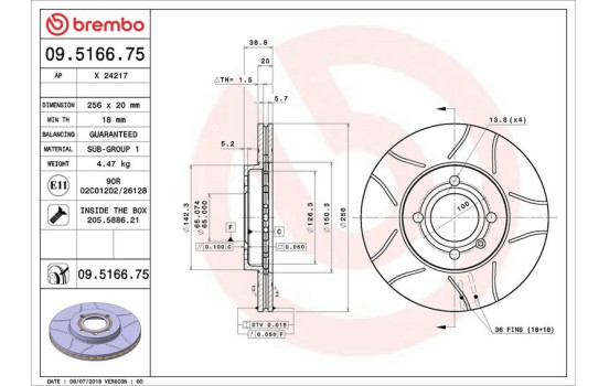 Disque de frein BREMBO MAX LINE 09.5166.75, Image 4
