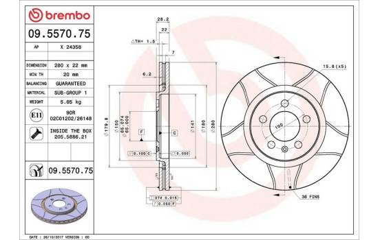 Disque de frein BREMBO MAX LINE 09.5570.75, Image 4