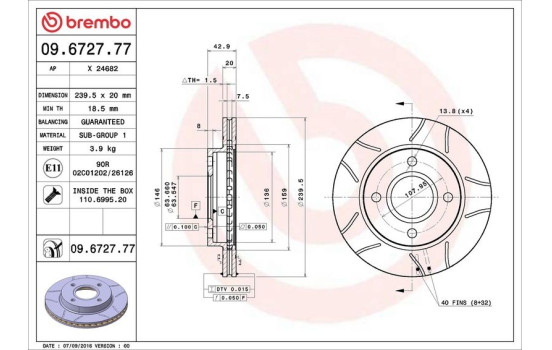 Disque de frein BREMBO MAX LINE 09.6727.77, Image 4