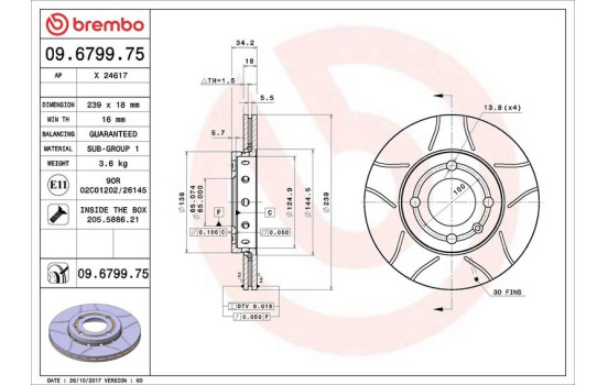 Disque de frein BREMBO MAX LINE 09.6799.75, Image 4