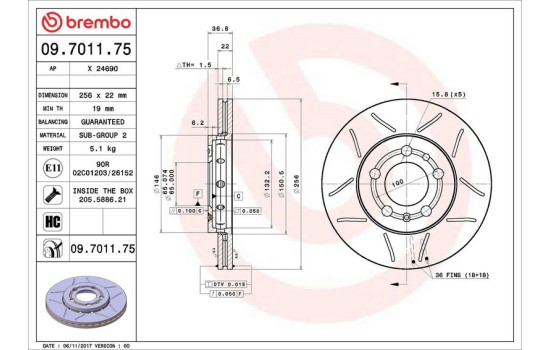 Disque de frein BREMBO MAX LINE 09.7011.75, Image 4