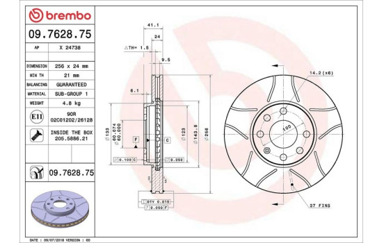 Disque de frein BREMBO MAX LINE 09.7628.75, Image 4