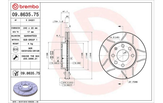 Disque de frein BREMBO MAX LINE 09.8635.75, Image 4