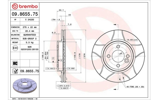 Disque de frein BREMBO MAX LINE 09.8655.75, Image 3