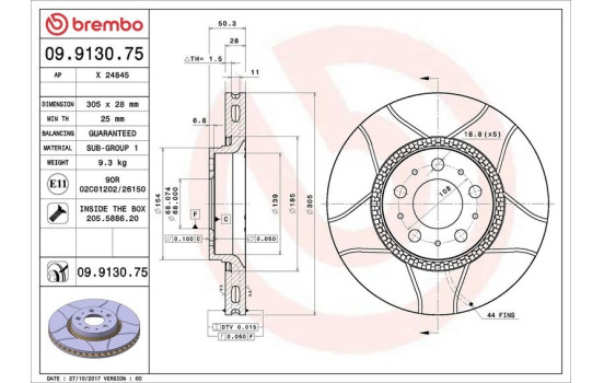 Disque de frein BREMBO MAX LINE 09.9130.75, Image 4