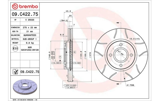 Disque de frein BREMBO MAX LINE 09.C422.75, Image 2