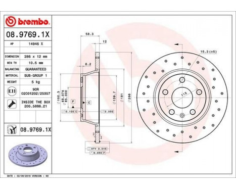 Disque de frein BREMBO XTRA LINE 08.9769.1X, Image 2