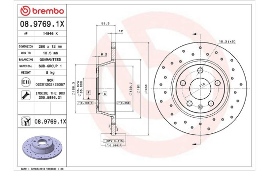 Disque de frein BREMBO XTRA LINE 08.9769.1X, Image 3