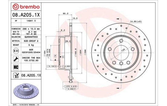 Disque de frein BREMBO XTRA LINE 08.A205.1X, Image 3