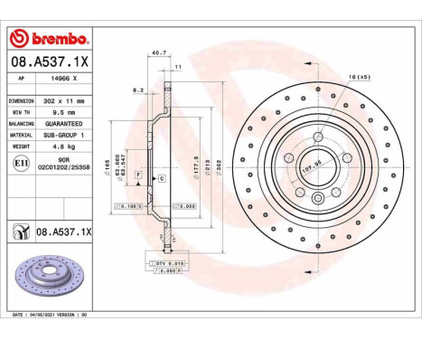 Disque de frein BREMBO XTRA LINE 08.A537.1X