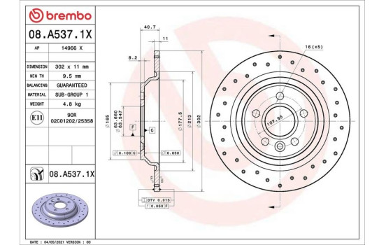 Disque de frein BREMBO XTRA LINE 08.A537.1X, Image 2
