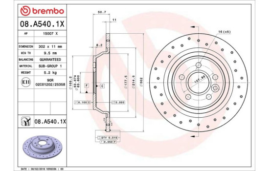 Disque de frein BREMBO XTRA LINE 08.A540.1X, Image 3