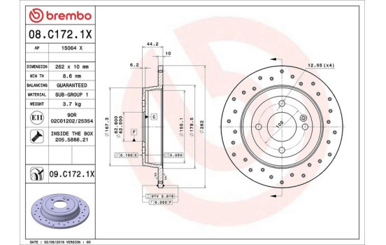 Disque de frein BREMBO XTRA LINE 08.C172.1X, Image 3