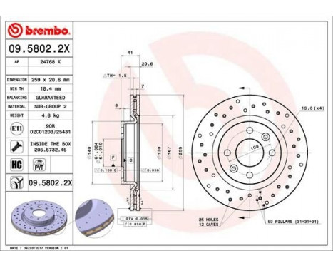 Disque de frein BREMBO XTRA LINE 09.5802.2X, Image 2