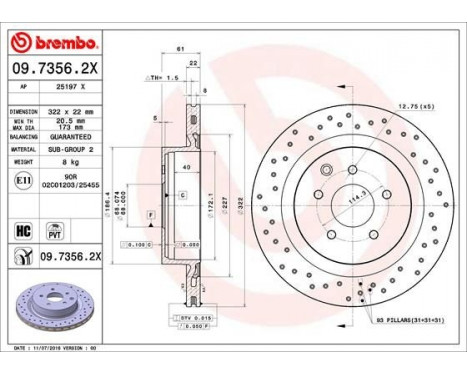 Disque de frein BREMBO XTRA LINE 09.7356.2X, Image 2