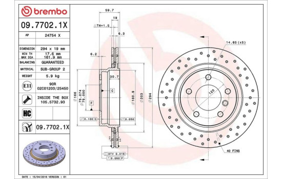 Disque de frein BREMBO XTRA LINE 09.7702.1X, Image 3