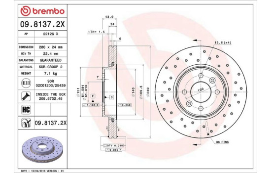 Disque de frein BREMBO XTRA LINE 09.8137.2X, Image 3