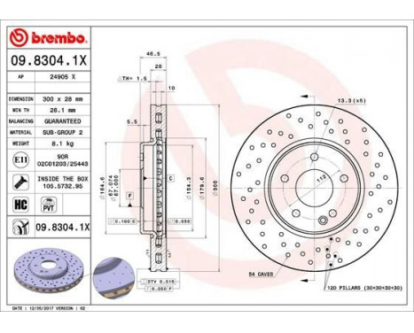 Disque de frein BREMBO XTRA LINE 09.8304.1X, Image 2