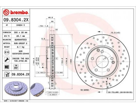 Disque de frein BREMBO XTRA LINE 09.8304.2X, Image 2