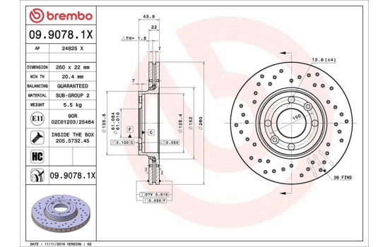Disque de frein BREMBO XTRA LINE 09.9078.1X, Image 3
