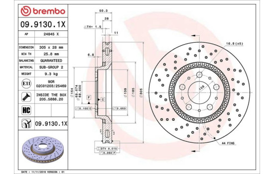 Disque de frein BREMBO XTRA LINE 09.9130.1X, Image 2