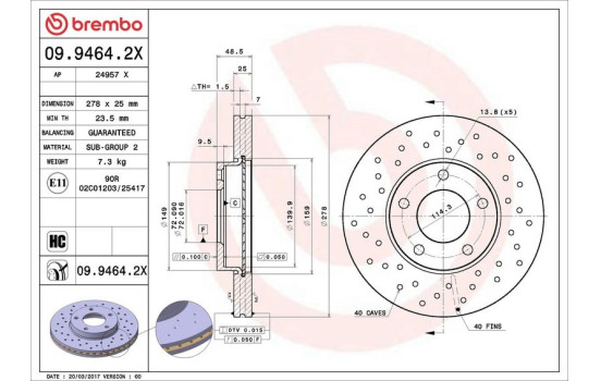 Disque de frein BREMBO XTRA LINE 09.9464.2X, Image 2
