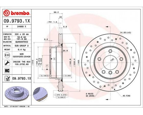 Disque de frein BREMBO XTRA LINE 09.9793.1X, Image 2