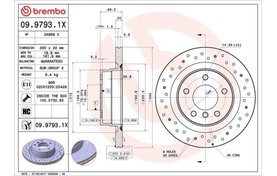 Disque de frein BREMBO XTRA LINE 09.9793.1X, Image 3