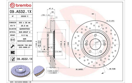 Disque de frein BREMBO XTRA LINE 09.A532.1X, Image 3