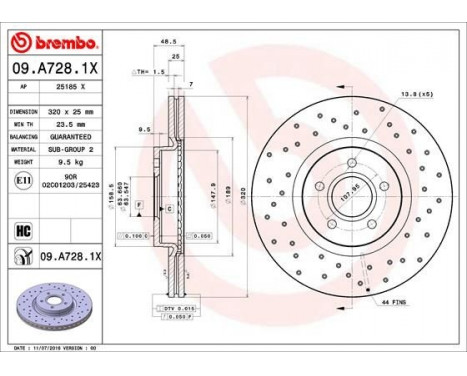 Disque de frein BREMBO XTRA LINE 09.A728.1X, Image 2