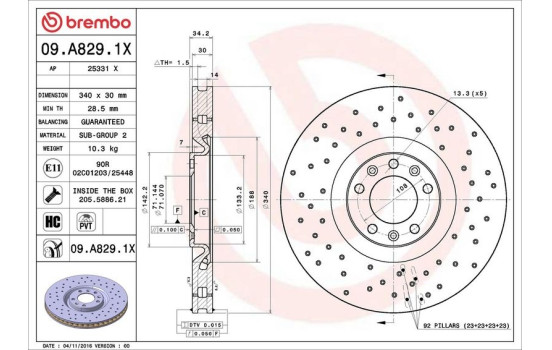 Disque de frein BREMBO XTRA LINE 09.A829.1X, Image 2
