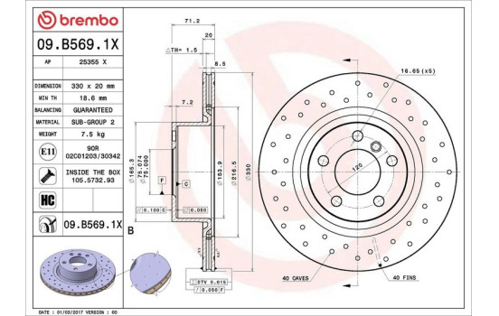 Disque de frein BREMBO XTRA LINE 09.B569.1X, Image 2