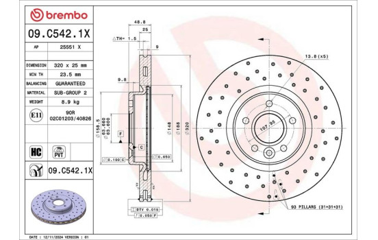 Disque de frein BREMBO XTRA LINE 09.C542.1X