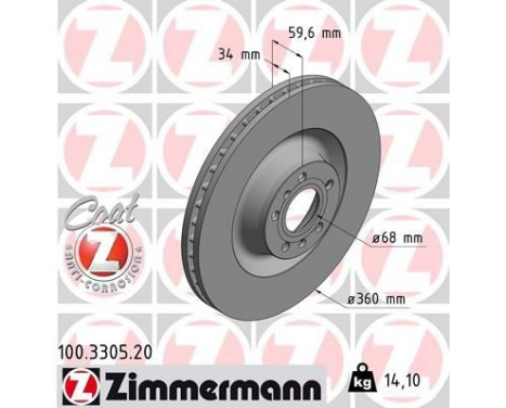 Disque de frein COAT Z 100.3305.20 Zimmermann