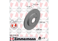 Disque de frein COAT Z 100.3310.20 Zimmermann