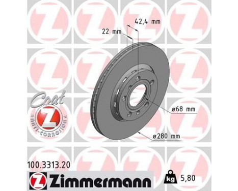 Disque de frein COAT Z 100.3313.20 Zimmermann