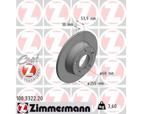Disque de frein COAT Z 100.3322.20 Zimmermann