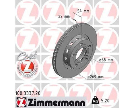 Disque de frein COAT Z 100.3337.20 Zimmermann
