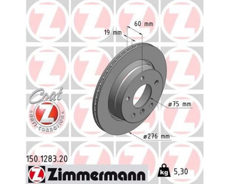 Disque de frein COAT Z 150.1283.20 Zimmermann