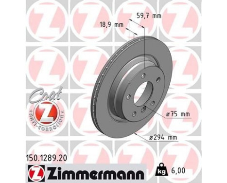 Disque de frein COAT Z 150.1289.20 Zimmermann