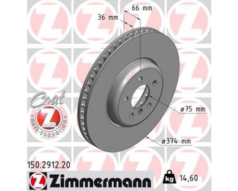 Disque de frein COAT Z 150.2912.20 Zimmermann