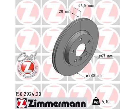 Disque de frein COAT Z 150.2924.20 Zimmermann