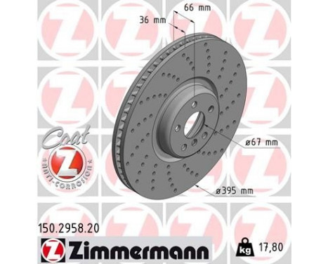 Disque de frein COAT Z 150.2958.20 Zimmermann