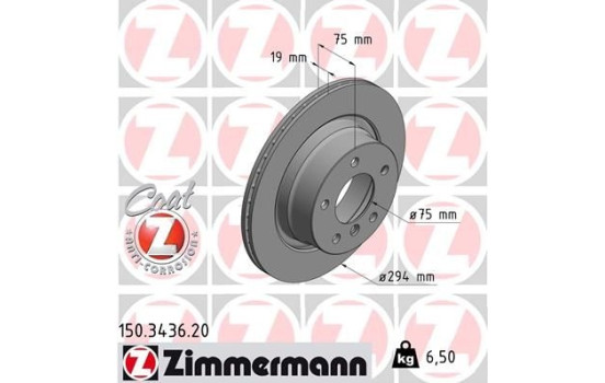 Disque de frein COAT Z 150.3436.20 Zimmermann, Image 2