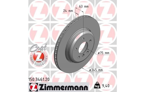 Disque de frein COAT Z 150.3461.20 Zimmermann, Image 2