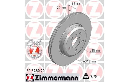 Disque de frein COAT Z 150.3480.20 Zimmermann, Image 2